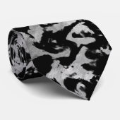 Abstract Magisch - Zilver Zwart Stropdas (Opgerold)