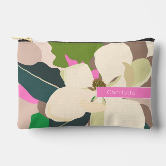 Abstract Magnolia Pastel Bloemstuk Aangepaste Naam Etui (Voorkant)