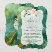 Abstract Malachiet Gold Pink Flowers Vrijgezellenf Kaart (Voorkant / Achterkant)