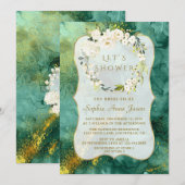 Abstract Malachiet Goud Wit Bloemen Vrijgezellenfe Kaart (Voorkant / Achterkant)