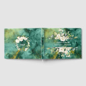 Abstract Malachiet Goud Witte Crème Bloemen Bruilo Gastenboek (Volledig)