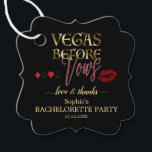 Abstract Malachite Gold White Cream Floral Wedding Bedankjes Labels<br><div class="desc">Vegas Voor Vows Bachelorette Weekend. Dit ontwerp kenmerkt "Vegas Before Vows"typografie met gouden gradiëntbekleding en neonteksteffect; op het achterspeelkaartpak. Gebruik het gereedschap Personaliseren om je gegevens toe te voegen. Voor meer,  bezoek alsjeblieft mijn Casino Bachelorette Collectie.</div>