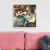 Abstract Man gitaar spelen - kunst aan de muur Dec Canvas Afdruk (Insitu (Woonkamer))