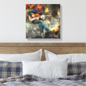 Abstract Man gitaar spelen - kunst aan de muur Dec Canvas Afdruk (Insitu (Slaapkamer))