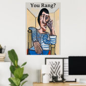 Abstract Man op de Telefoon van de Cel, geef tekst Poster (Thuiskantoor)