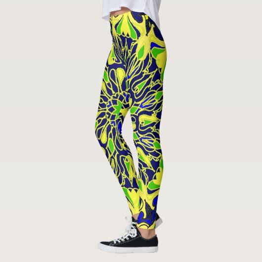 abstract mandaka kunstpatroon leggings (Links)