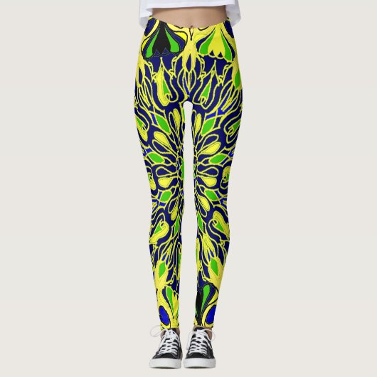 abstract mandaka kunstpatroon leggings (Voorkant)