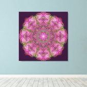 Abstract Mandala Canvas Roze Poppen (Insitu (Houten vloer))