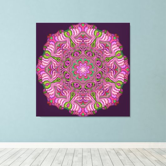 Abstract Mandala Canvas Roze Poppen (Insitu (Houten vloer))