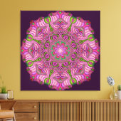 Abstract Mandala Canvas Roze Poppen (Insitu (Woonkamer))