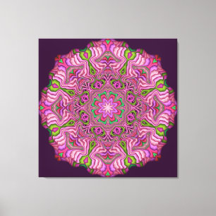 Abstract Mandala Canvas Roze Poppen Afdruk