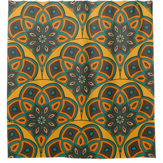 Abstract mandala fish scale seamless pattern. Orna Douchegordijn (Voorkant)