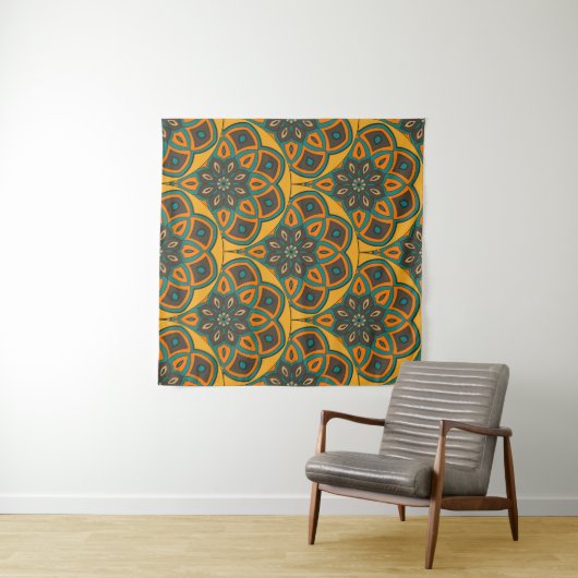 Abstract mandala fish scale seamless pattern. Orna Wandkleed (In Situ (horizontaal))