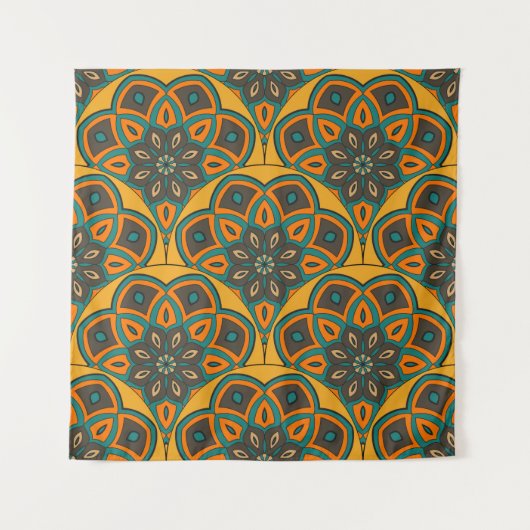 Abstract mandala fish scale seamless pattern. Orna Wandkleed (Voorkant)