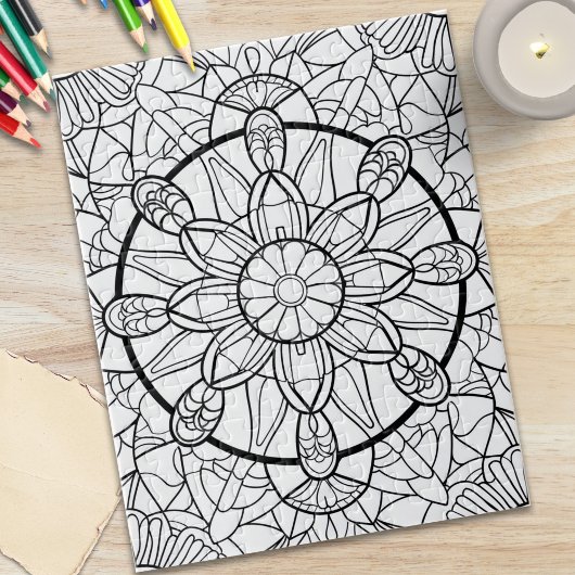Abstract Mandala Fun Coloring Puzzle Legpuzzel