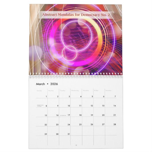 Abstract Mandalas for Democracy Calendar Kalender (Mar 2026)
