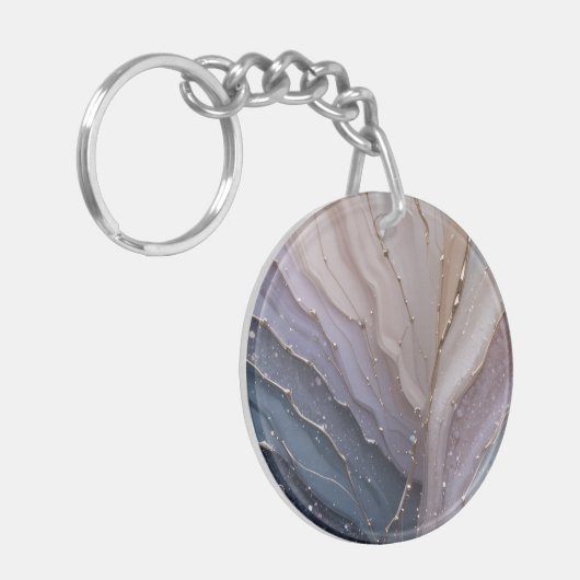 Abstract Marble Acrylic Keychain with Gold Accents (Voorkant Links)