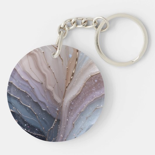 Abstract Marble Acrylic Keychain with Gold Accents (Achterkant)