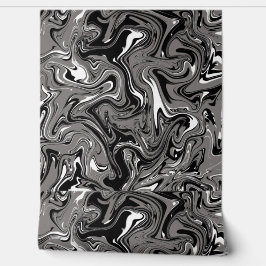 Abstract Marble Black Trendy Pastel & Artistic  Behang