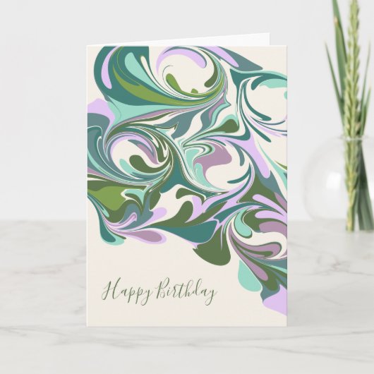 Abstract Marble in Purple and Green Birthday Kaart (Voorkant)