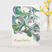 Abstract Marble in Purple and Green Birthday Kaart (Gele Bloem)