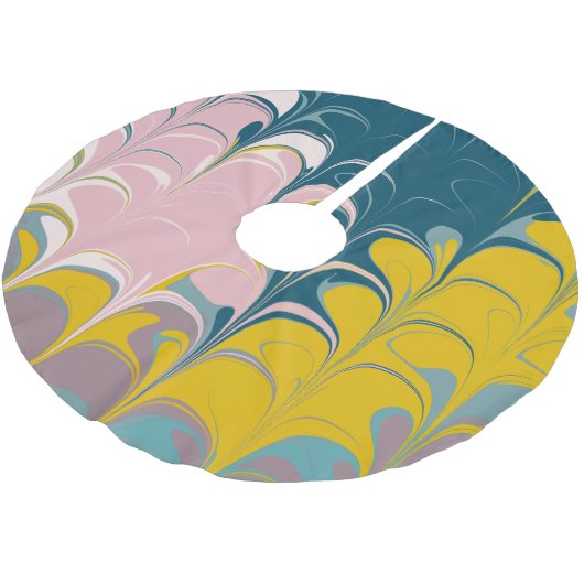 Abstract Marble Modern Ebru Patroon Blauwgroen en  Kerstboom Rok (Gekanteld)