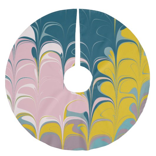 Abstract Marble Modern Ebru Patroon Blauwgroen en  Kerstboom Rok (Voorkant)