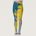 Abstract Marble Modern Ebru Patroon Blauwgroen en  Leggings<br><div class="desc">Voeg wat gekke kleur aan uw outfit met deze Abstracte Kleurrijke en Vette Swirls van de Verf in Blauwe Leggings toe</div>