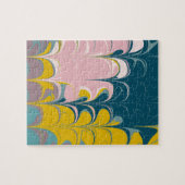 Abstract Marble Modern Ebru Patroon Blauwgroen en Legpuzzel (Horizontaal)