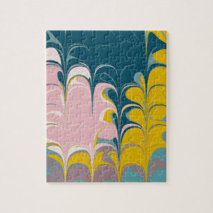 Abstract Marble Modern Ebru Patroon Blauwgroen en  Legpuzzel