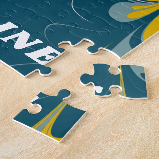 Abstract Marble Modern Ebru Patroon Blauwgroen en Legpuzzel (Zijkant)