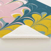 Abstract Marble Modern Ebru Patroon Blauwgroen en  Sherpa Deken (3/4)