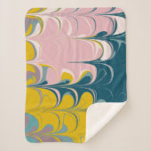 Abstract Marble Modern Ebru Patroon Blauwgroen en  Sherpa Deken (Voorkant)