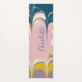 Abstract Marble Modern Ebru Patroon Blauwgroen en  Yogamat (Voorkant)