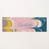 Abstract Marble Modern Ebru Patroon Blauwgroen en  Yogamat (Voorkant (horizontaal))