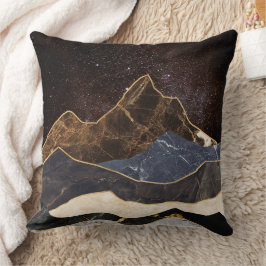Abstract Marble Mountains Under Starry Sky Kussen