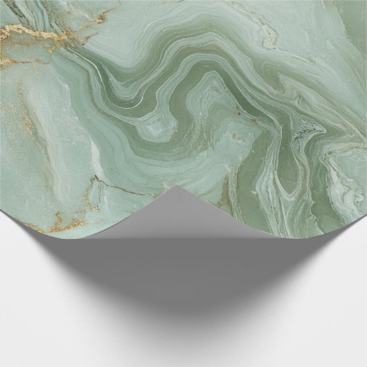 Abstract Marble Sage Green Cadeaupapier (Hoek)