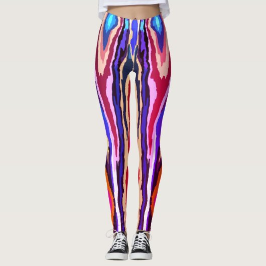 Abstract Margilan-patroon, Ikat-ontwerpvrouwen Leggings (Voorkant)