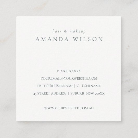 Abstract marineblauw agate Hartelijk dank voor uw Vierkante Visitekaartje (Achterkant)