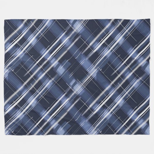 Abstract marineblauw geruite geruit patroon fleece deken (Voorkant (Horizontaal))