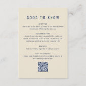 Abstract marineblauw inktschilderij QR-code bruilo Informatiekaartje (Voorkant)