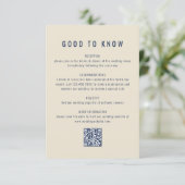 Abstract marineblauw inktschilderij QR-code bruilo Informatiekaartje (Staand voorkant)