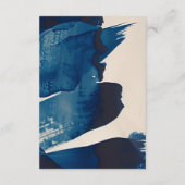 Abstract marineblauw inktschilderij QR-code bruilo Informatiekaartje (Achterkant)