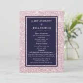 Abstract marineblauwe roze glinster Menu (Staand voorkant)