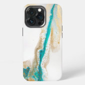 Abstract marmer met blauw-witte verf iPhone hoesje (Achterkant)