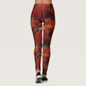 Abstract marmer met rood kolenpatroon leggings (Achterkant)