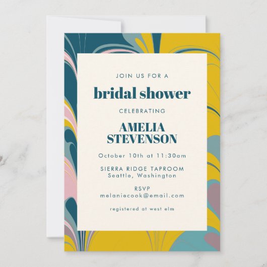 Abstract marmer Modern Blauwgroen geel Vrijgezelle Kaart (Voorkant)