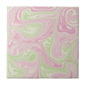 Abstract Marmer Roze Groen Wavy Stripe Modern Tegeltje (Voorkant)