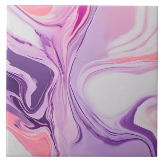Abstract Marmer Roze Paarse tinten Verf Splash Tegeltje (Voorkant)