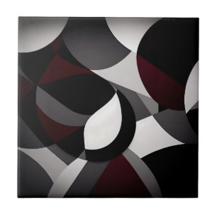 Abstract marmer zwart wit en rood tegeltje